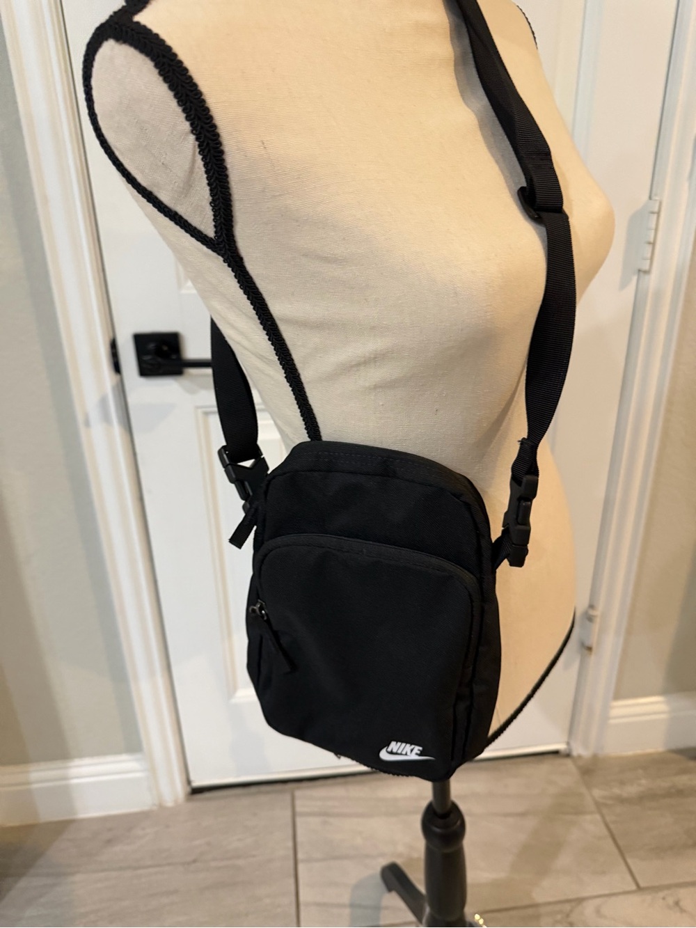 Nike Black Crossbody Belt Bag with White Logo